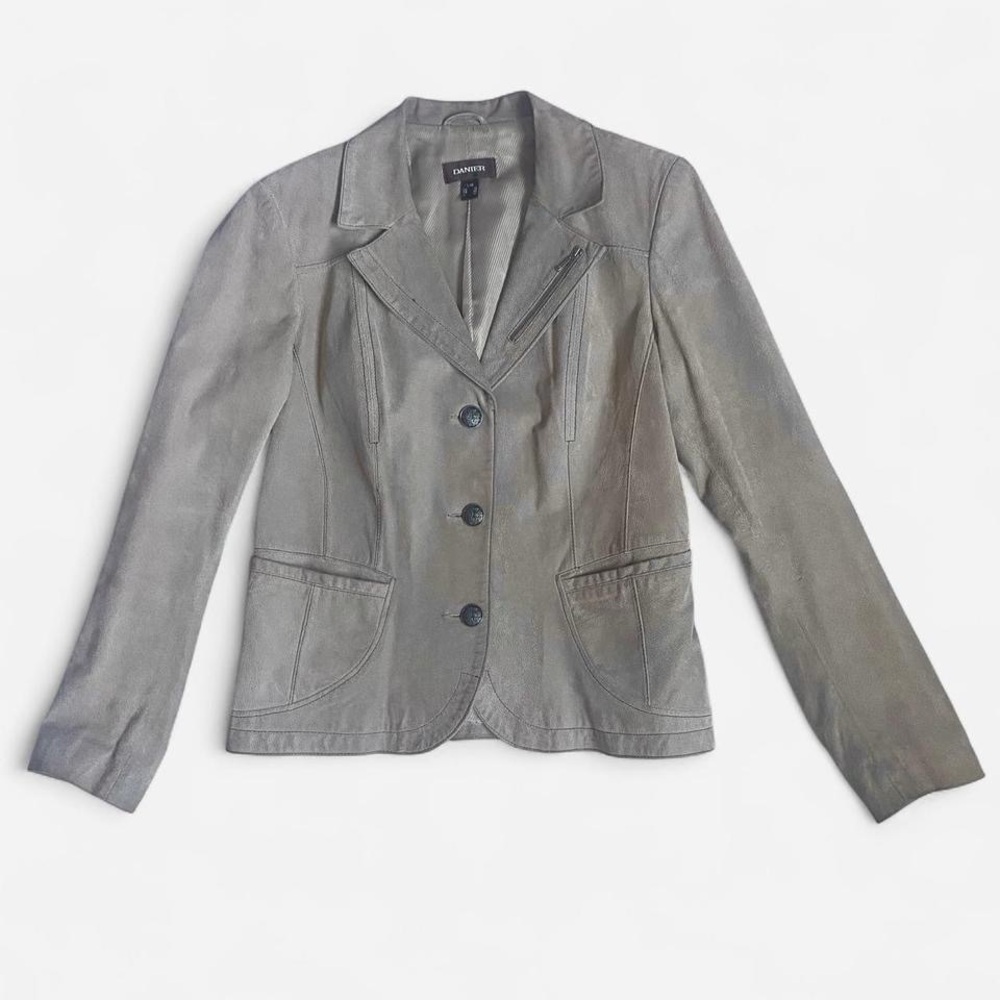 vintage Danier tan leather blazer jacket